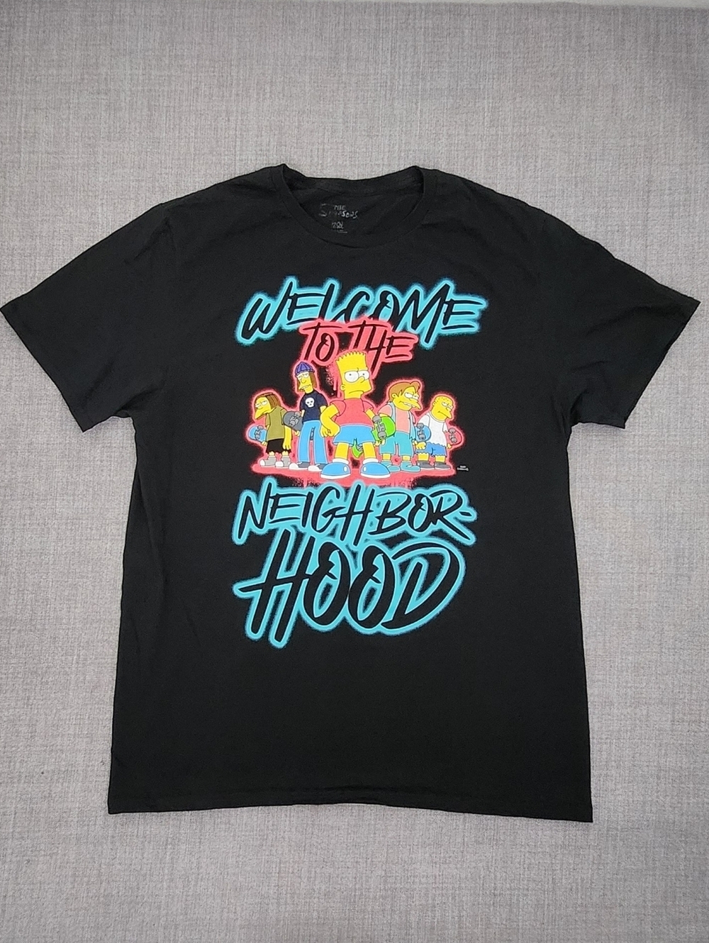 The Simpsons Black Graphic Bart Simpson Welcome To The Neighborhood Tee Shirt LG